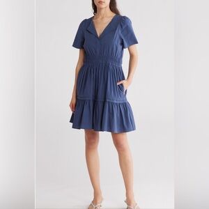 Stitchdrop Designer Navy Cotton Women's Mini Dress Size Large